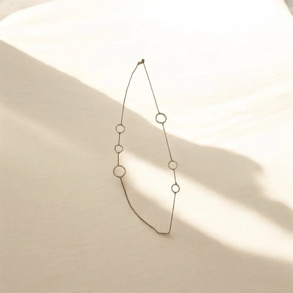 LOFT Gold-Tone CZ Circle Station Long Necklace